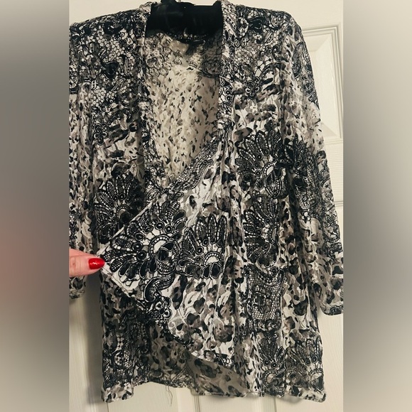Perceptions New York Womens Lace Open Front Floral Cardigan size 12 - Picture 3 of 7